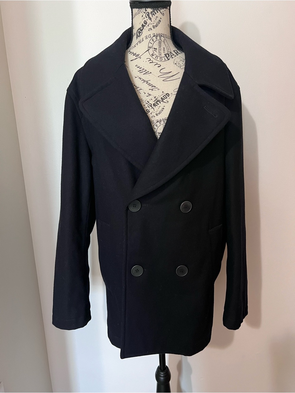 Lacoste Wool Blend Men’s Double Breasted Peacoat Jacket Small NWT
